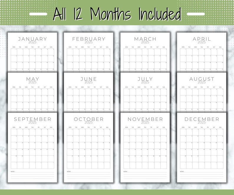 2025 Vertical Monthly Calendar Template, 2025 Planner Minimalist ...