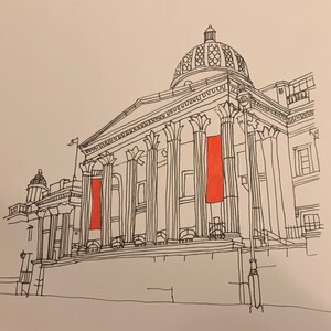 hand finished , signed A5 prints of The National Galery in london - Free UK postage!