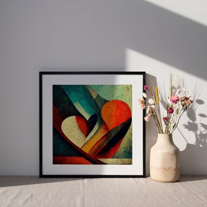 Abstrakter Kunstdruck | Rottöne, Cremes und Blautöne | Fine Art | Wandbild | Farbe Wand dekor | Abstrakte Kunstdrucke | Abstrakte Kunst | Home Dekor