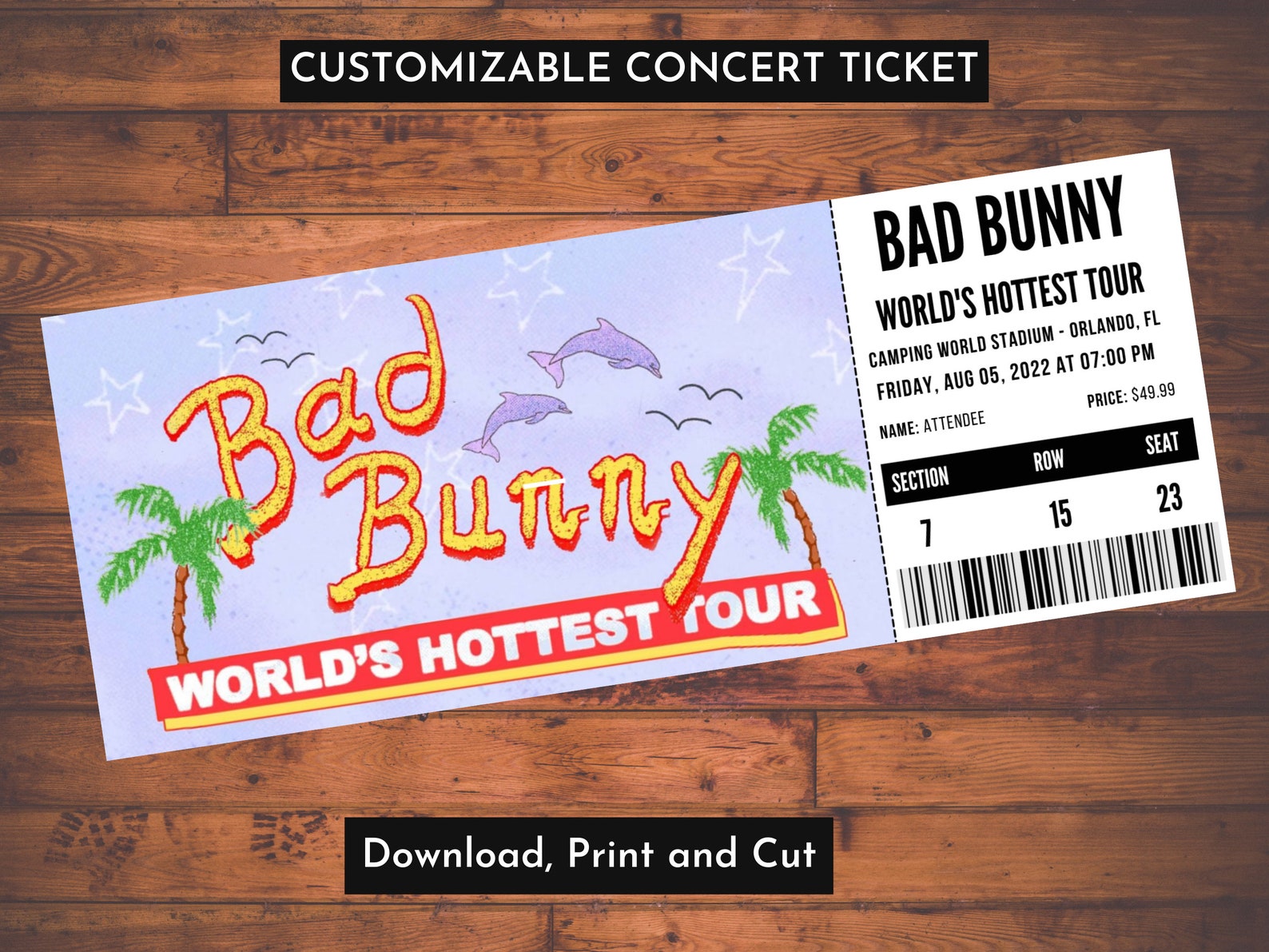 Bad Bunny World's Hottest Tour 2022 Boleto de concierto Etsy España
