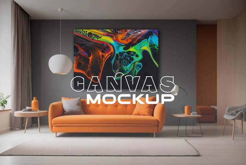 PSD Canvas Mockup, Editable Photoshop Template, Smart Object, Hanging ...