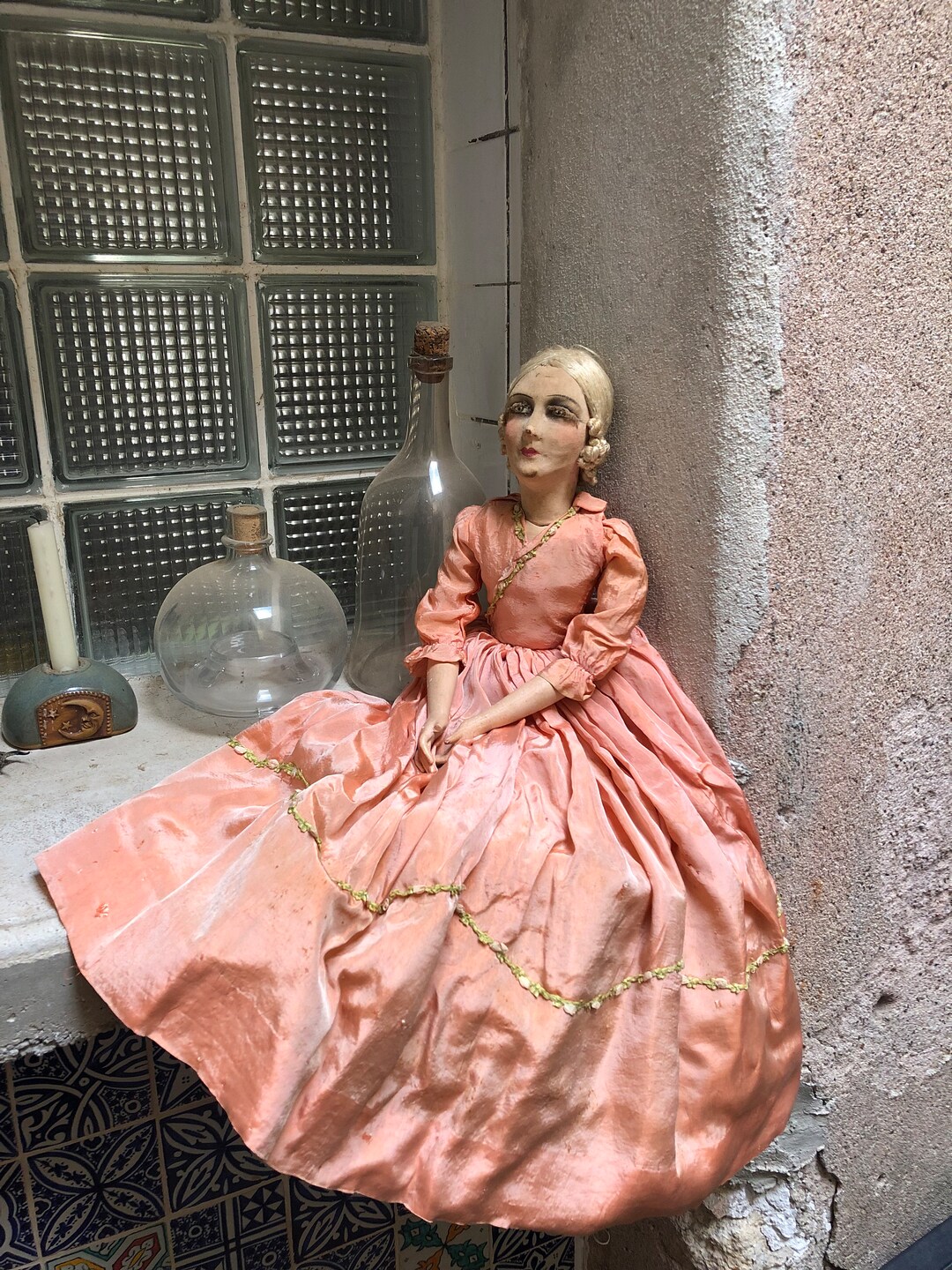 Antique French Boudoir Doll / Salon Doll /art Doll Flapper Girl 1920s Marlene Dietrich Great