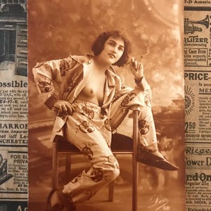 Edwardian Glamour Postkarte - Sepia Tone Provocative - unbenutzt