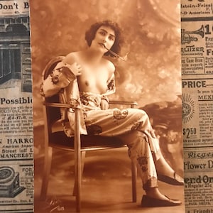 Edwardian Glamour Postkarte - Sepia Tone Provocative - unbenutzt