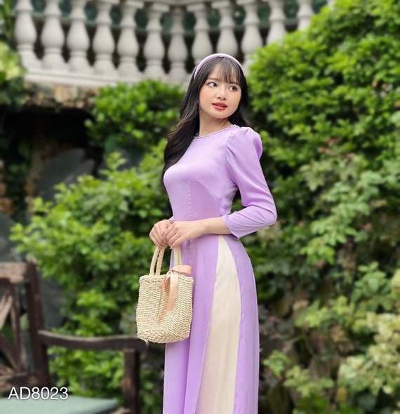 Handmade Lilac Ao Dai Traditional Vietnamese Dress for Christmas Season,  Wedding, Tết Holidays, Lunar New Year: Gift for Mom, Daughter -  Canada