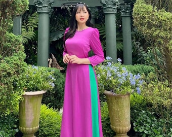 Hand-Crafted Ao Dai - Women's Traditional Vietnamese Dress For Christmas Season, Tết Holidays, Lunar New Year: Gift for Mom, Daughter...