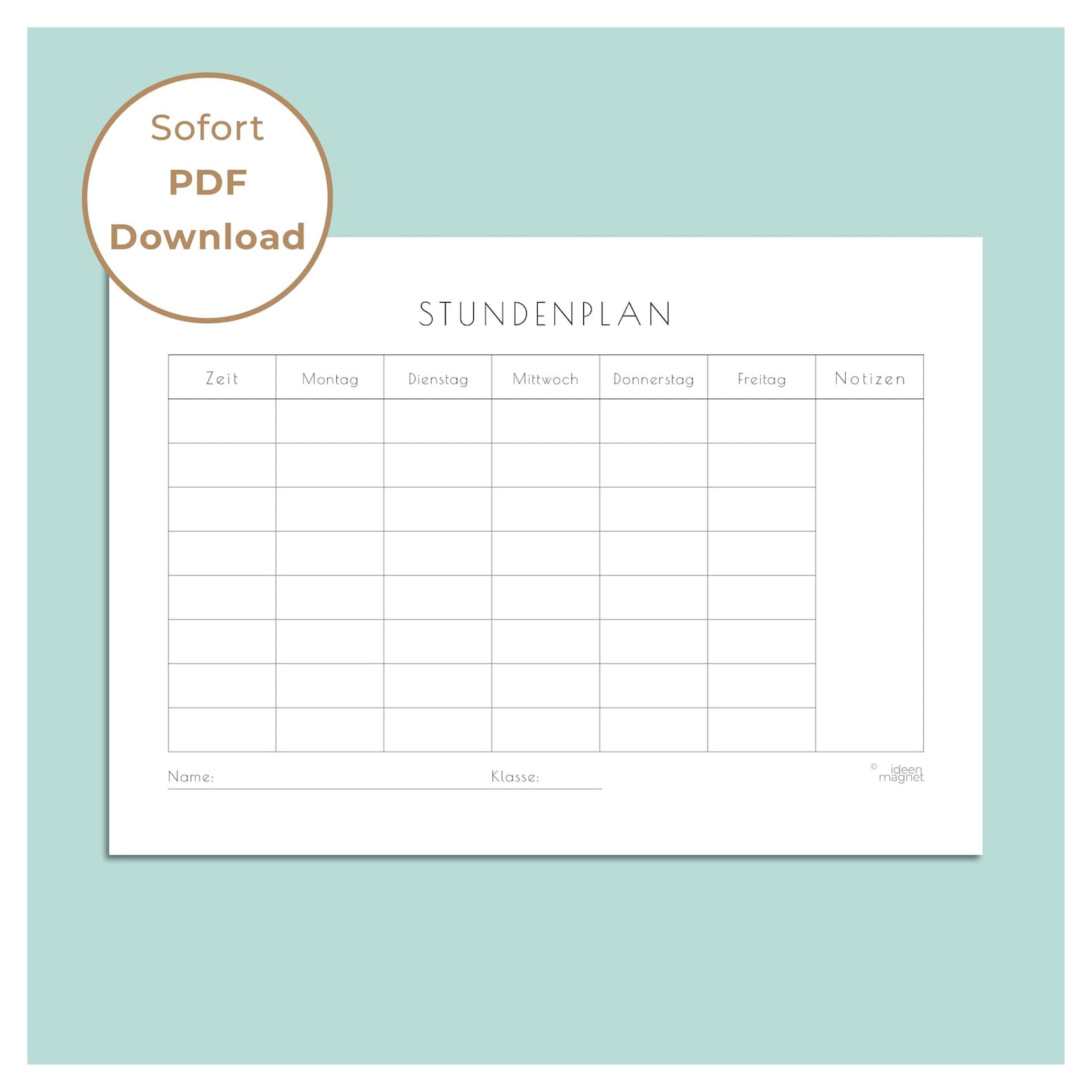 Timetable Template A4 PDF Download Minimalist School Planner for ...