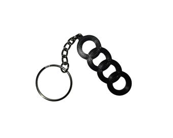 Audi Inspired 2" Keychain 3D Printed + Stainless Chain / Keyring
