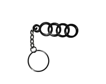 Audi Inspired 2" Keychain 3D Printed + Stainless Chain / Keyring
