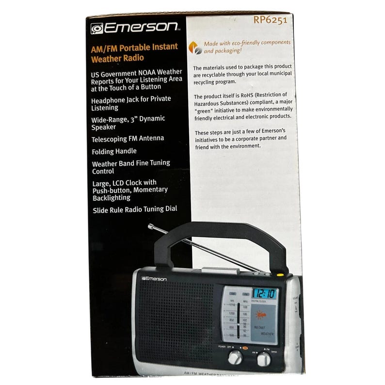 Emerson RP6251 AM/FM Portable Instant Weather Clock Radio image 3