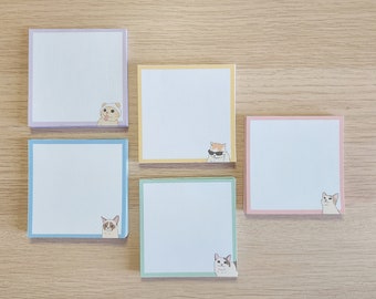 Cute Cat Meme Notepad | Grumpy Cat, Polite Cat, Pop Cat, Sunglasses Cat, Bear Hat Cat Memo Pad | Funny Stationery | Eco Friendly Gift