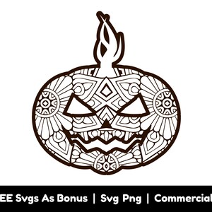 Pumpkin Mandala Face Svg Png Files, Halloween Mandala Svg, Halloween Decoration Svg, Scary Pumpkin Face Svg