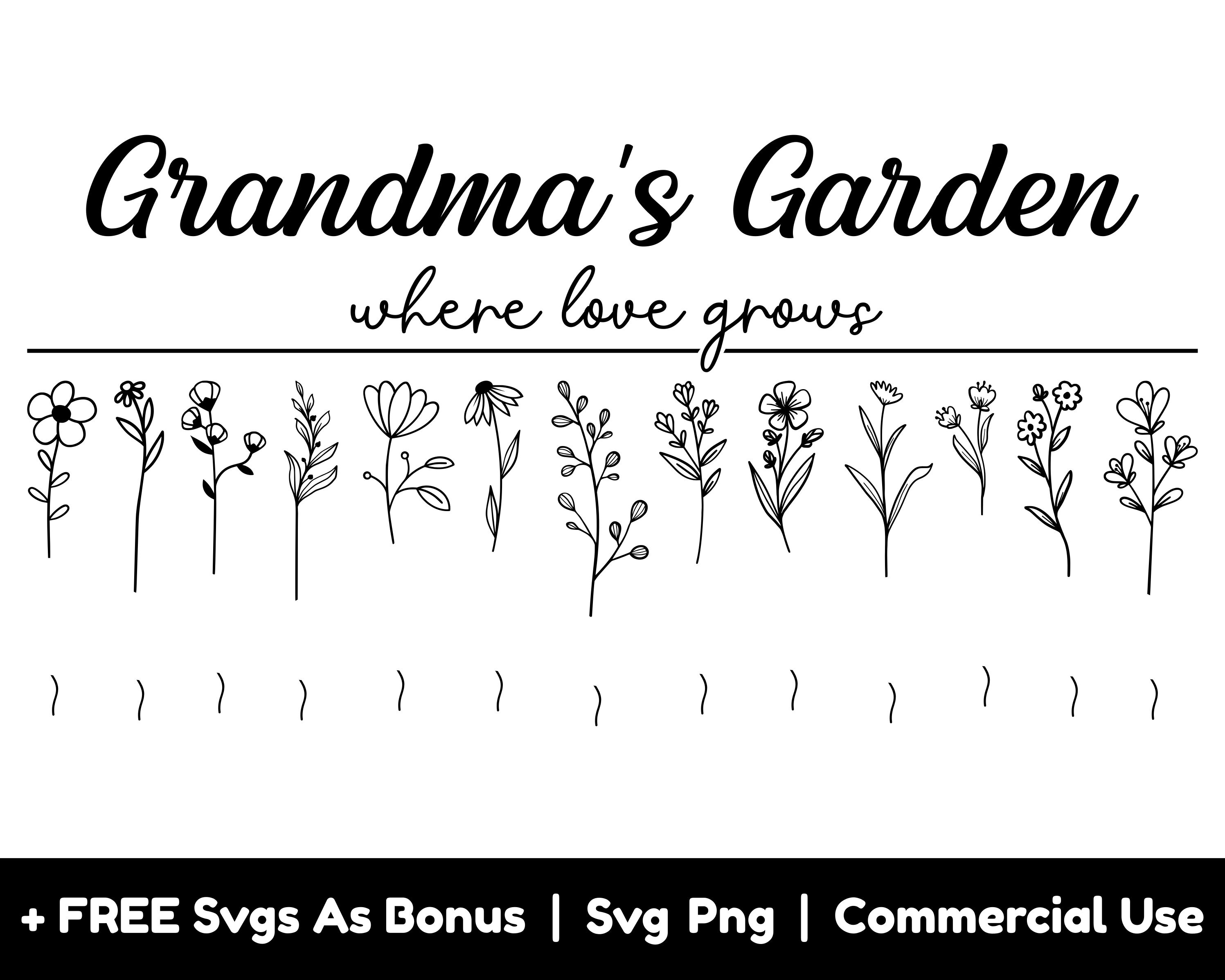 Mom's Garden Where Love Grows, Custom Names Shirt Design - free svg file  for members - SVG Heart