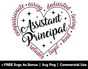 Admin Assistant Svg Png Files, Heart Shape Svg, Loyal Svg, School Svg, Back To School Svg, Vice Principal Svg, Assistant Principal Squad Svg