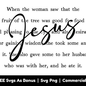 Genesis 3:6 volledige tekst Svg Png-bestanden, Jezus Svg, Bijbelverzen Svg, inspirerende Svg, religieuze Svg, christenen Svg