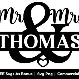 M. et Mme nom personnalisé Svg Png fichiers, mariage cadeau Svg, coeur Svg, cadeau pour Couple Svg, Couple T Shirt Design Svg, Svg personnalisé