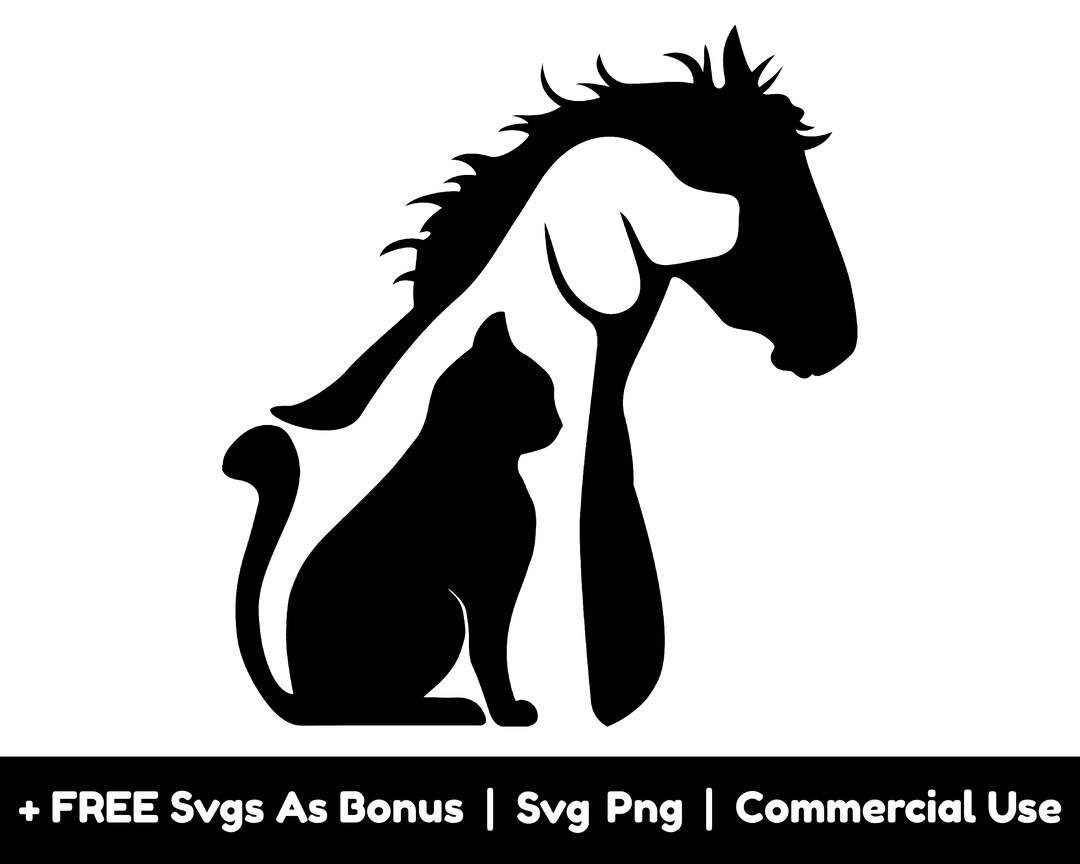 Cat Dog Horse Silhouette Svg Png Files, Pet Lover Svg, Animals Svg, Vet