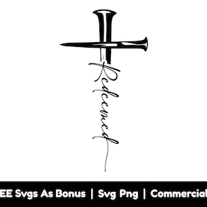 Archivos SVG PNG redimidos, SVG cristianos, SVG de fe, SVG de versículos bíblicos, SVG de fe, SVG de Jesús, SVG de cruz, SVG de diseño de camiseta cristiana