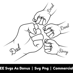 Dad Kids Fist Bump Clipart Image Svg Png Files, Personalized Svg, Father&#39;s Day Gift  Svg, Dad Shirt Design Svg, Dad Gift From Kids Svg