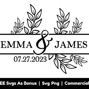 Custom Couple Names Wedding Frame Svg Png Files, Flowers Svg, Gift For Couple Svg, Couple Svg, Personalized Names Svg