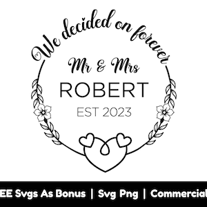 Custom Name Frames Svg Png Files, We Decided On Forever Mr And Mrs Robert Svg, Gift For Couple Svg, Couple T Shirt Design Svg, Valentine Svg