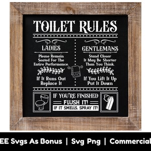 Grappige toiletregels Svg, voor dames en heren Svg Png-bestanden, als je het optilt, zet het dan neer Svg, als je klaar bent, spoel het Svg