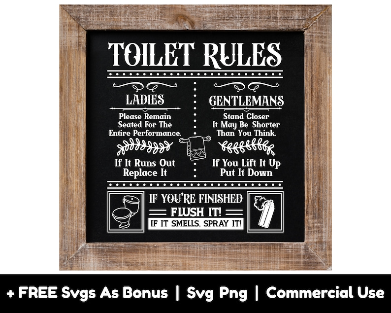 Funny Toilet Rules Svg for Ladies and Gentlemen Svg Png Etsy