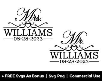 Wedding Gift Svg Png Files, Personalized Mr & Mrs Wedding Name Sign Svg,  08-28-2023 Svg, Gift For Couple Svg, Couple T Shirt Design Svg