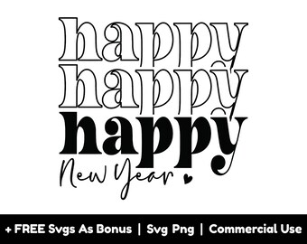 Happy New Year Svg Png Files, Sign Svg, New Year T Shirt Design Svg, 2023 Crew Svg, Heart Svg, 2023 Svg, Holiday Svg