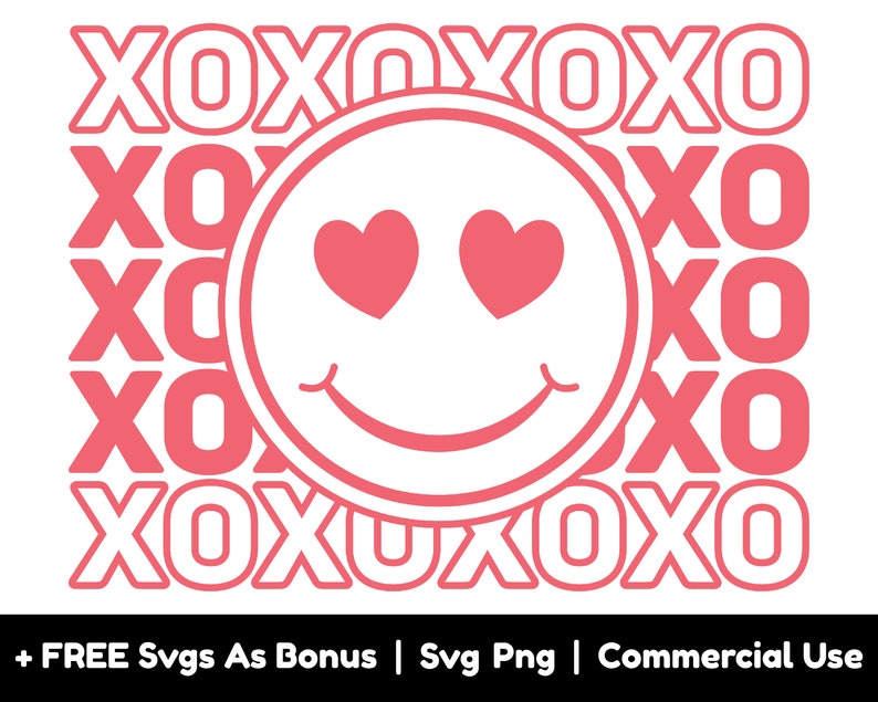 XOXO SVG PNG Files Hugs and Kisses Svg Emoji Smiley Face Etsy