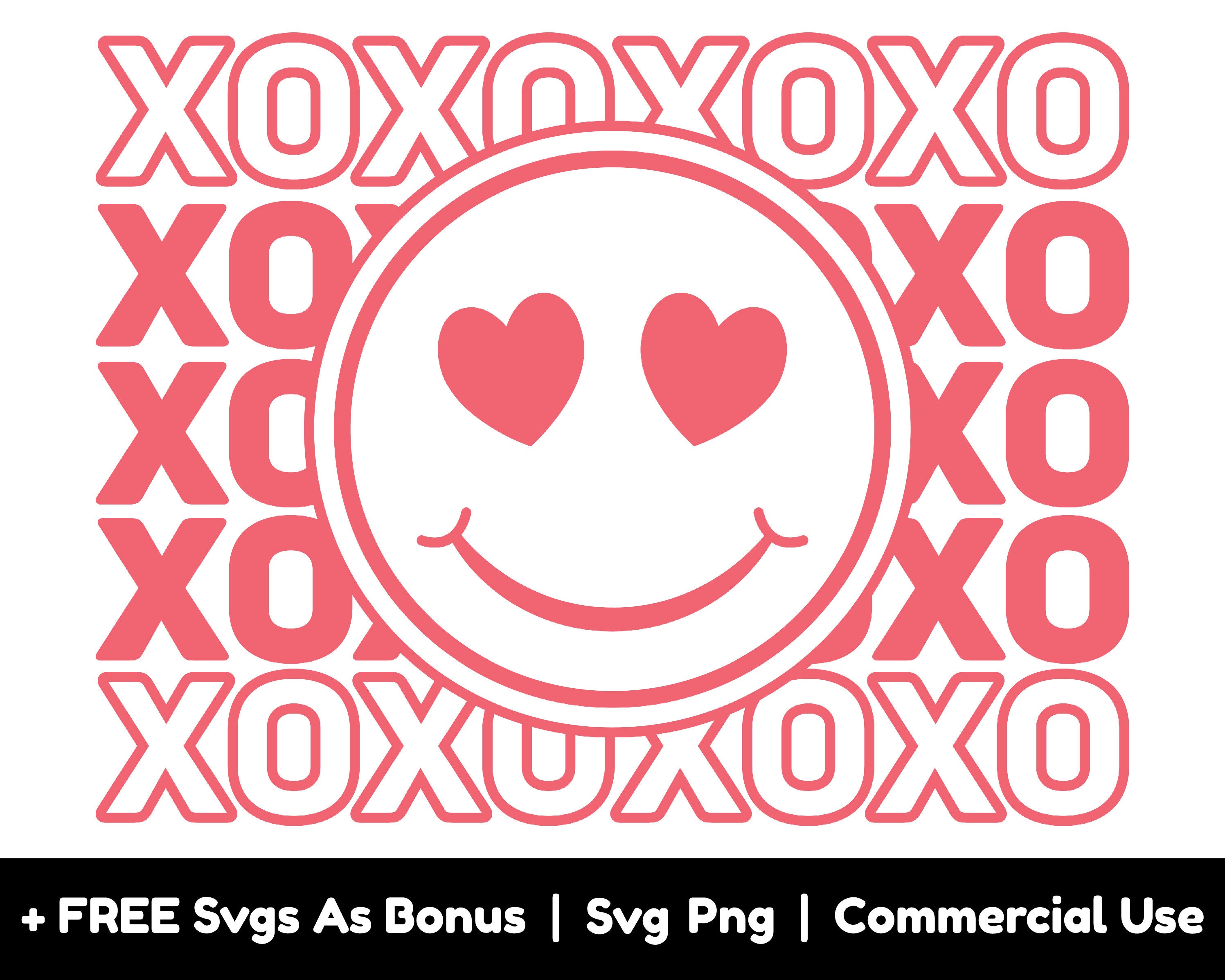XOXO SVG PNG Files, Hugs and Kisses Svg, Emoji Smiley Face Svg ...