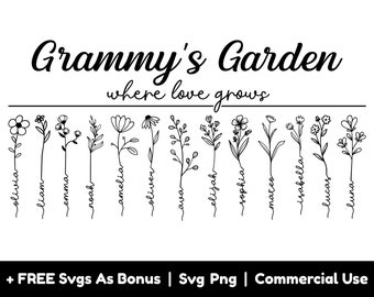 Mothers Day Gift Svg, Grammys Garden Where Love Grows Svg Png Files, Flowers  Svg, Personalized Gift For Grandmother Svg, Custom Name Svg