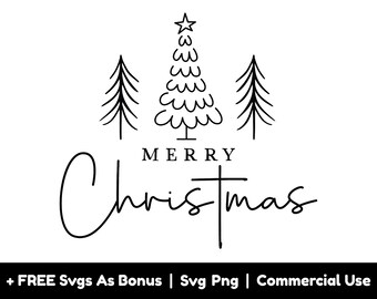 Merry Christmas Svg Png Files, Holiday Svg, X-mas Svg, Christmas Greeting Svg, Christmas Trees Svg, Star Svg