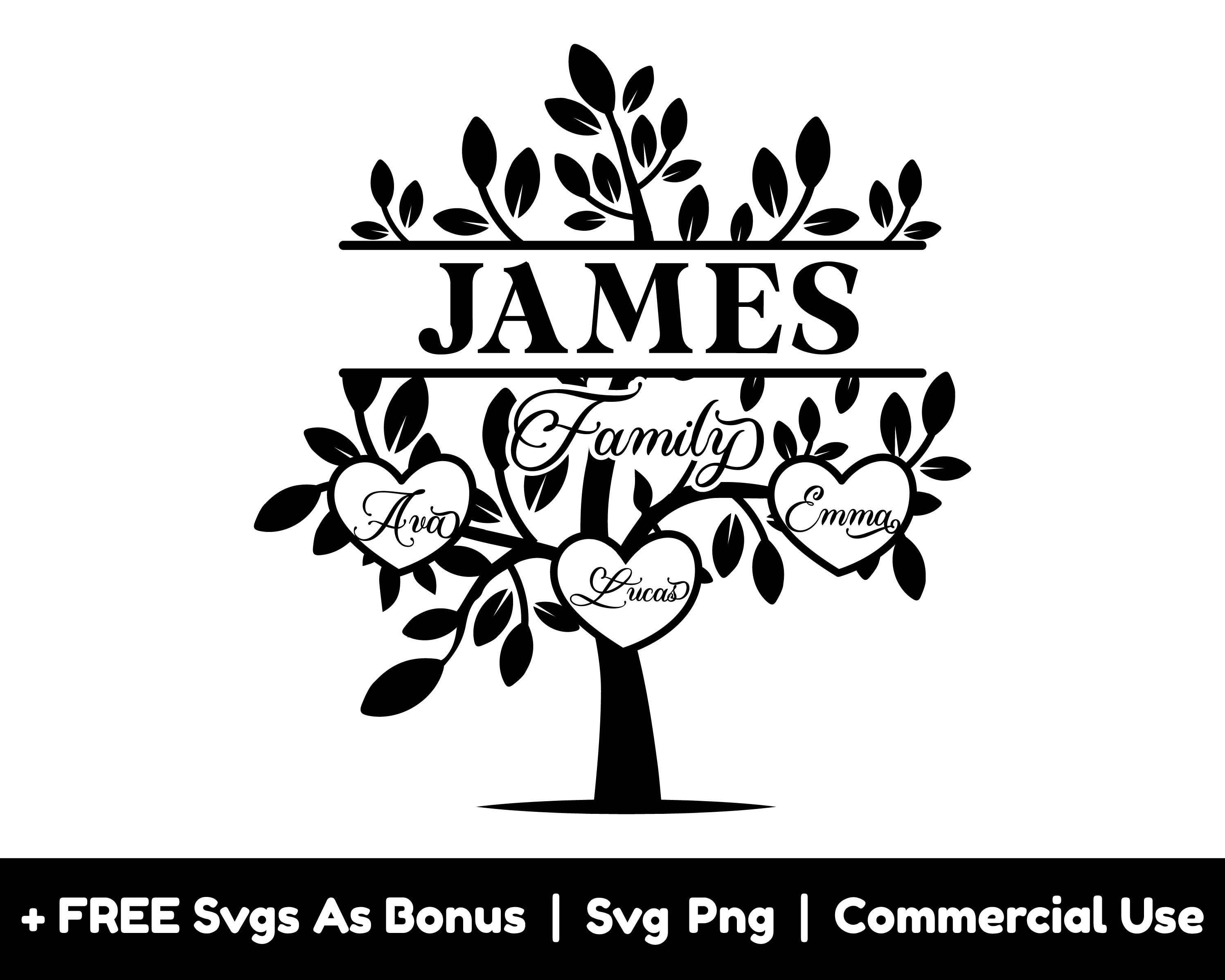 Family Reunion Tree Split Text Frame Svg Png Files, Family Name Svg ...