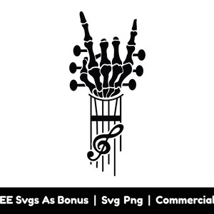 Gitaar Skeleton Hand Svg Png-bestanden, muziekliefhebber Svg, muzikant T Shirt Design Svg Png, gitarist Svg, muziek Is leven Svg, gitarist Svg