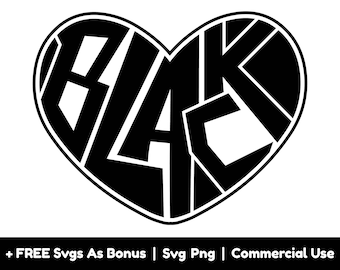 Op de afbeelding: Zwart-wit grafisch ontwerp van het woord "BLACK" in de vorm van een hart.