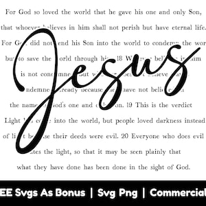 John 3:16 Full Text Svg Png Files, Bible Verses Svg, Jesus Svg, Inspirational Svg, Religious Svg, Christians Svg