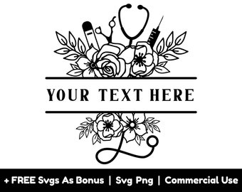 Nurse Personalized Frame SVG PNG Files, Gift For Nurse Svg, Split Text Frame Svg, Nurse Appreciation Svg, Silhouette Svg, Nurse Life Svg