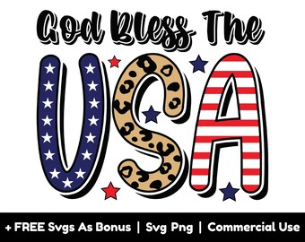 God Bless The USA Svg Png Files, America Svg, 4th Of July Svg, Fourth Of July Svg, Patriotic Tshirt Design Svg, Stars Svg, Independence Day