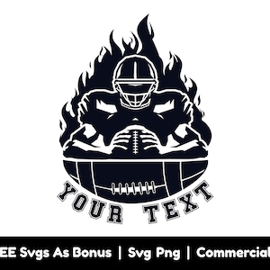 Football Player Svg Png, Flaming Football Player Svg Png Files, American Football Fan, Burning Football Player Svg, Half Football Ball Svg