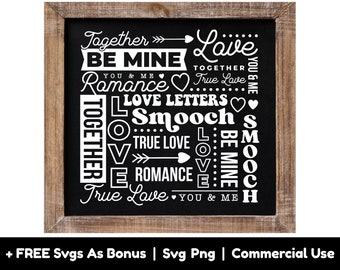 Arquivo Svg de presente de dia dos namorados, cartas de amor Smooch SVG, Be Mine, True Love PNG, Arquivos Png de romance para sublimação, Você e eu juntos Svg