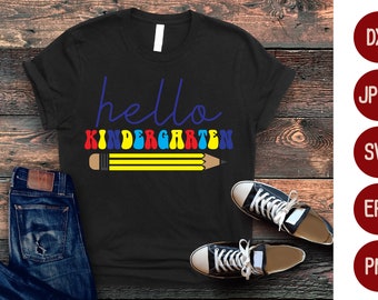 hello kindergarten svg, Back To School Svg, Hello Kindergarten Design, School Shirt Design,1st Day of School Cut Files, Cricut, Silhouette