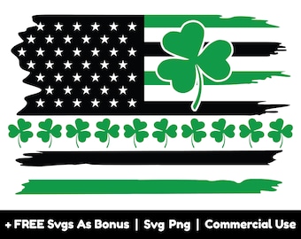 Saint Patrick's Day Svg Png Files, Grunge Flag Svg, Clover Leaves Svg, Clover Leaf USA Flag Svg, Shamrock Shirt Design Svg, Distressed Flag