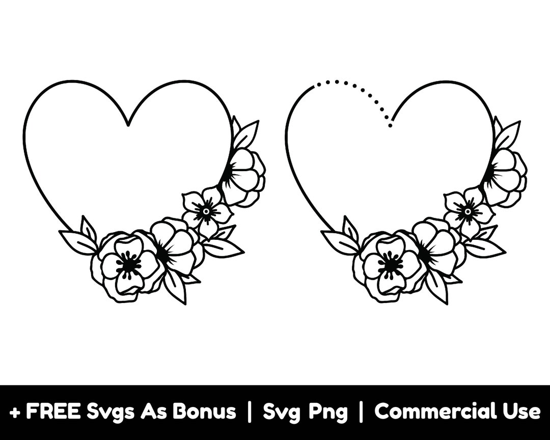 Floral Heart Wreath Clipart Image Svg Png Files, Floral Frame Svg ...