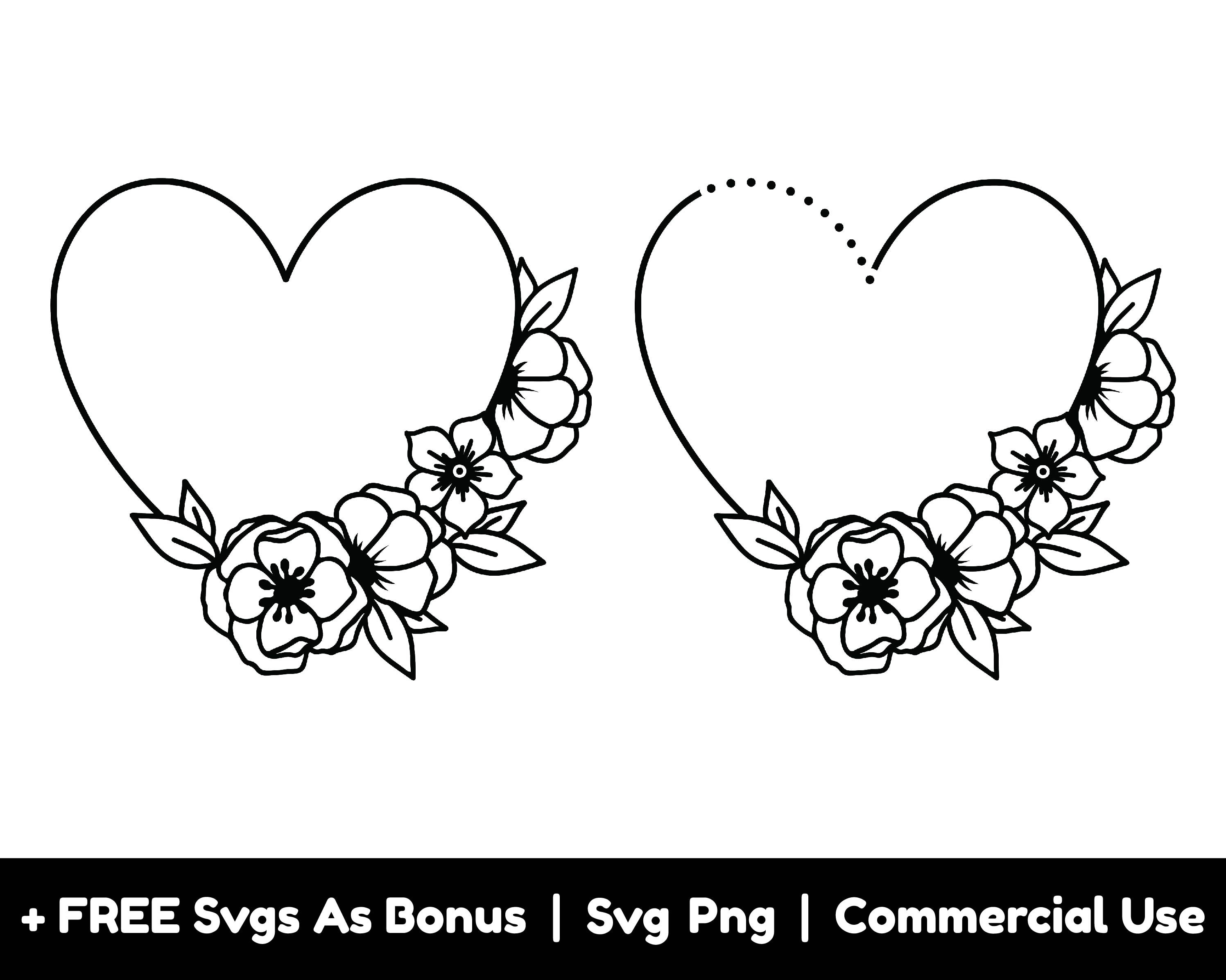 Floral Heart Wreath Clipart Image Svg Png Files, Floral Frame Svg ...
