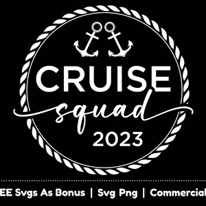 Puede incluir: Círculo blanco con borde de cuerda, dos anclas y el texto "CRUISE squad 2023".