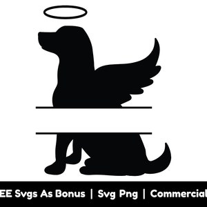 Angel Dog Split Text Frame Svg Png Files, Angel Wings Svg, Pet Memorial Svg, Funeral Svg, Pet Loss Svg, Dog Lover Svg, Memory Of Dog Svg