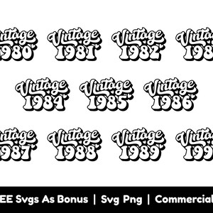 File Png Svg vintage 1980-1990, Compleanno Svg, Numerico Svg, Numeri Svg, Anni Svg, 1980 Svg, 1981 Svg, 1982 Svg, 1983 Svg, 1984 Svg, 1985