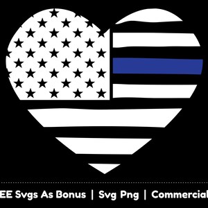American Police Heart Svg Png Files, USA Flag Svg, Police Officer Svg, Father&#39;s Day Svg, Dad Life Svg, Thin Blue Line Shirt Design Svg