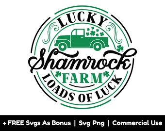 Lucky Shamrock Farm Svg Png Files, Loads Of Luck Svg, Clover Leaves Svg, Truck Svg, Lucky SVG, St Patricks Day Svg